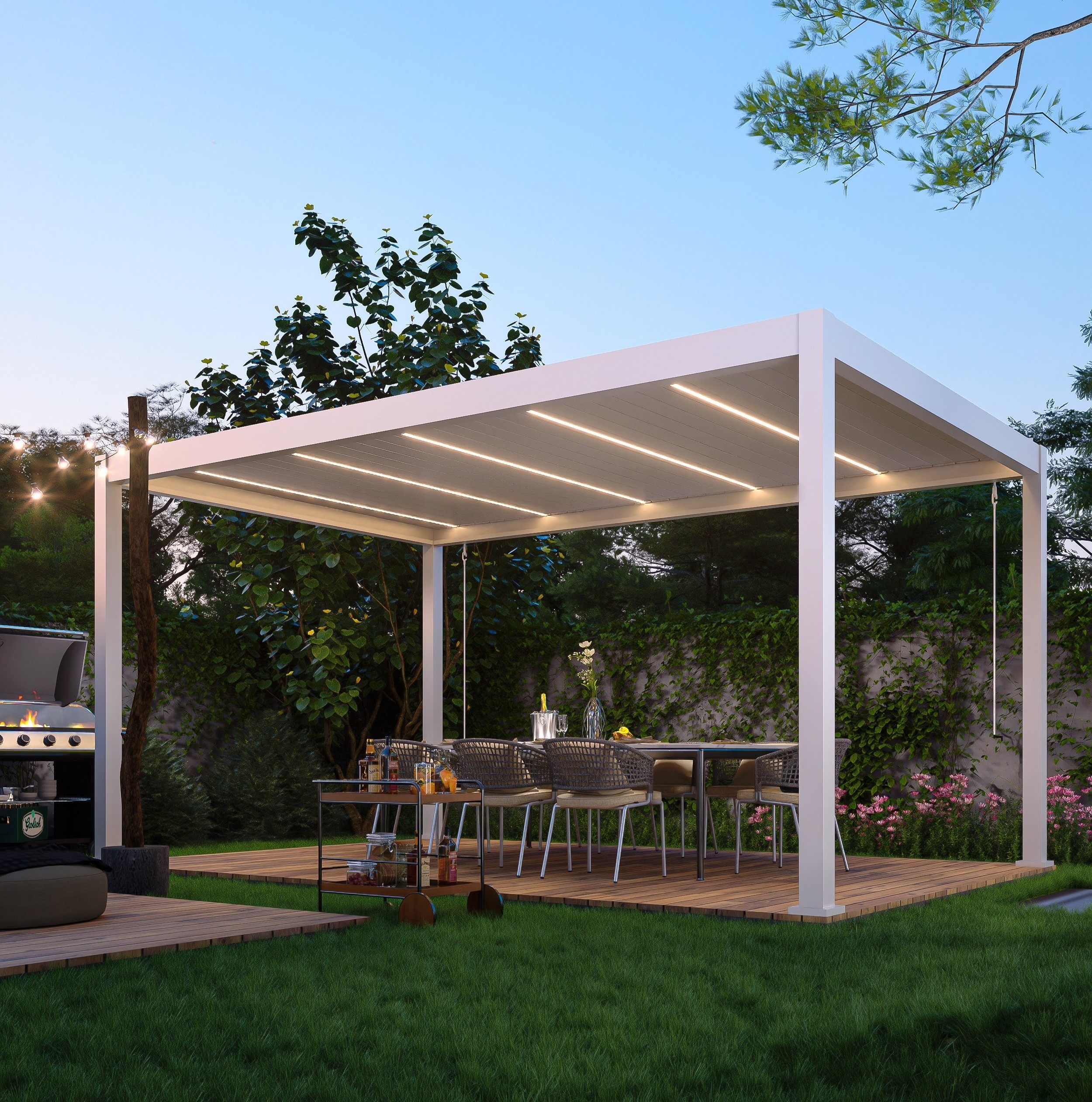 ODM Villa Gazebo Outdoor Courtyard Smart Electric Pergola Garden Terrace Aluminum Alloy Pergola