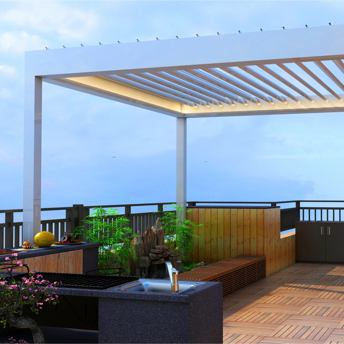 ODM Villa Gazebo Outdoor Courtyard Smart Electric Pergola Garden Terrace Aluminum Alloy Pergola