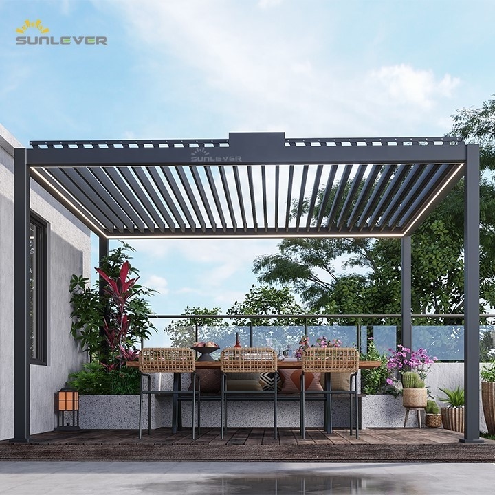 3x3 4x3 5x3 4x4 m OEM Factory Modern Outdoor Bioclimatic Pergola Aluminum Electric Louver Pergola