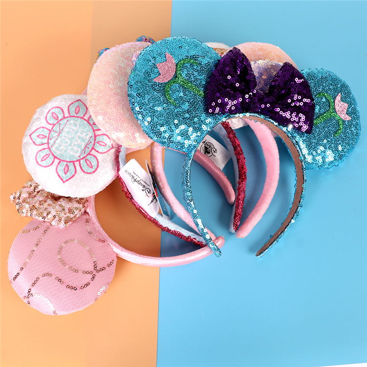 Yifan Mouse Ears Bow Headbands Glitter Princess Party Decoration Mermaid Mouse Ears Headband