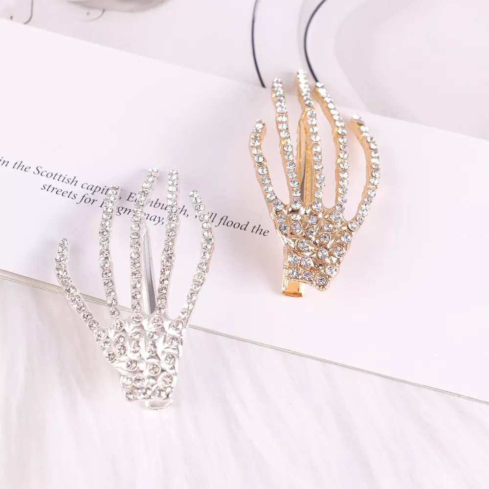 Yifan Alloy Female Brooch Pins Hot Sale Colorful Rhinestone Crystal Women Jewelry Gift Fashion Hand Shape Hair Clip