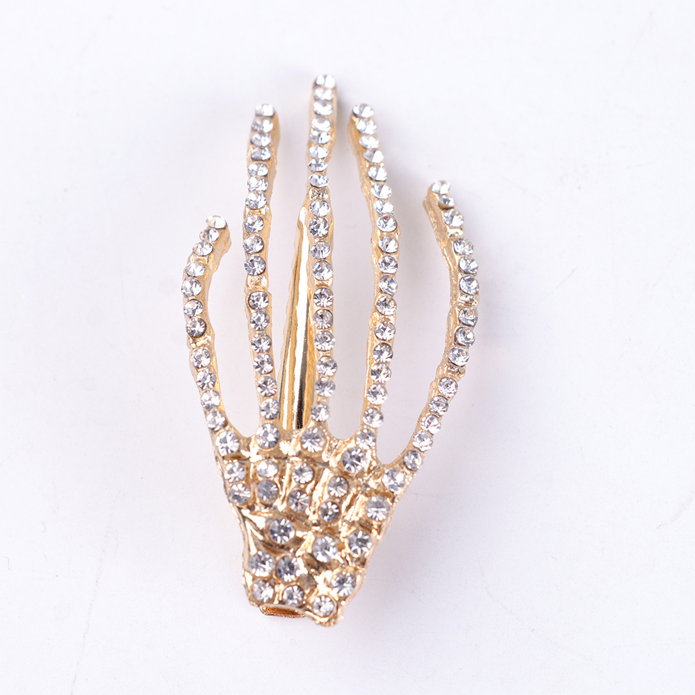 Yifan Alloy Female Brooch Pins Hot Sale Colorful Rhinestone Crystal Women Jewelry Gift Fashion Hand Shape Hair Clip