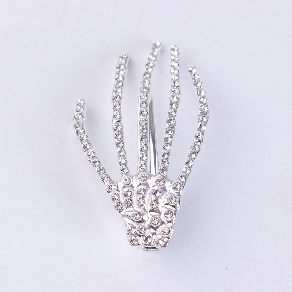 Yifan Alloy Female Brooch Pins Hot Sale Colorful Rhinestone Crystal Women Jewelry Gift Fashion Hand Shape Hair Clip