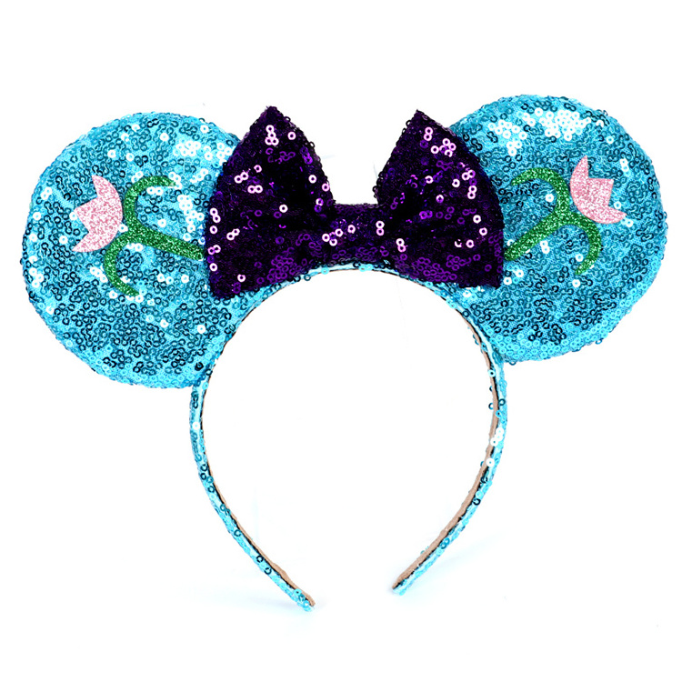 Yifan Mouse Ears Bow Headbands Glitter Princess Party Decoration Mermaid Mouse Ears Headband