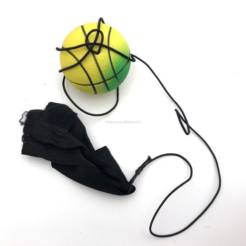 Promotion toy wrist rubber foam return balls basketball bouncing ball with stretchable string yoyo ball toys