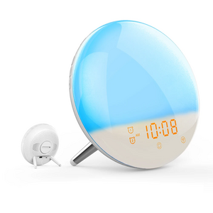 WiFi Smart Wake Up Light Workday Alarm Clock with 7 Colors Sunrise/Sunset Smart Life Tuya APP Works with Alexa Google Home