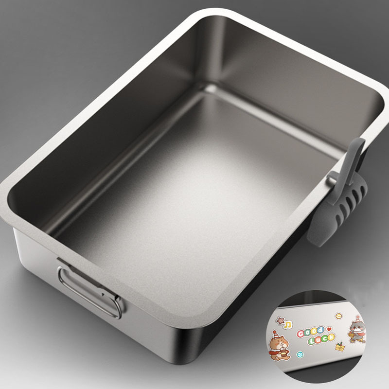 Non Stick Cat Toilet Box Stainless Steel Cat litter tray with Scoop Stainless Steel Cat Litter Box