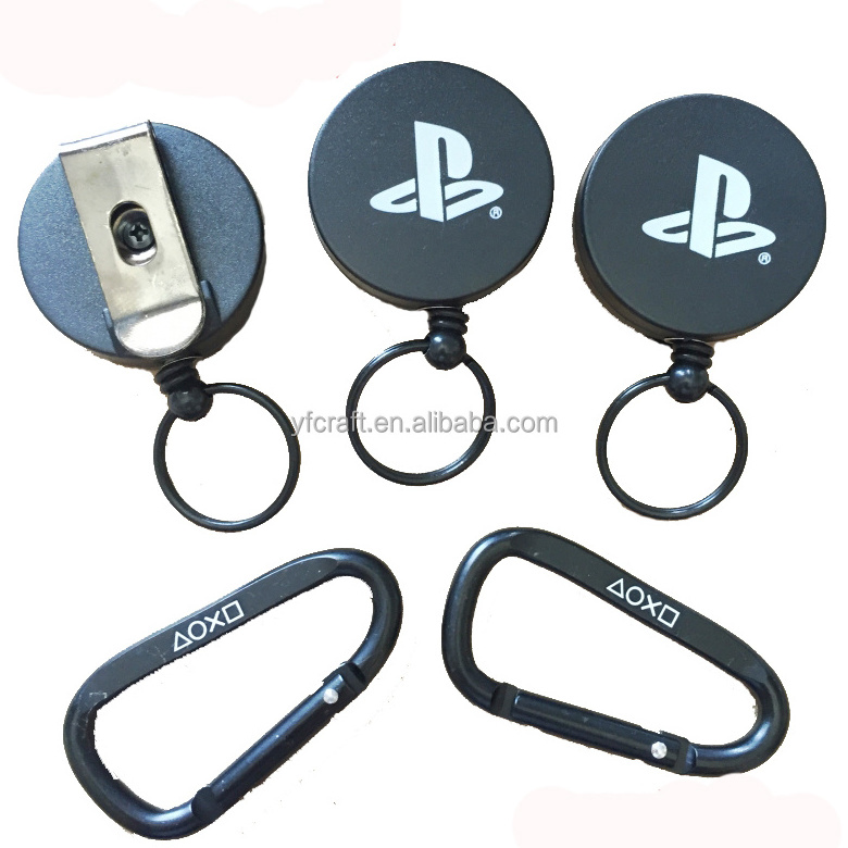 Hot Sale 4cm Retractable Key Chain Easy-to-Pull ABS Metal Badge Reel with Plastic ID Card Holder  Keychain