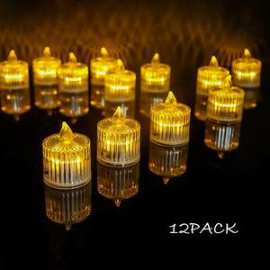 Transparent Small LED Electric Candles Warm White Battery Flameless Tealight Candles for Wedding Table Festival Christmas