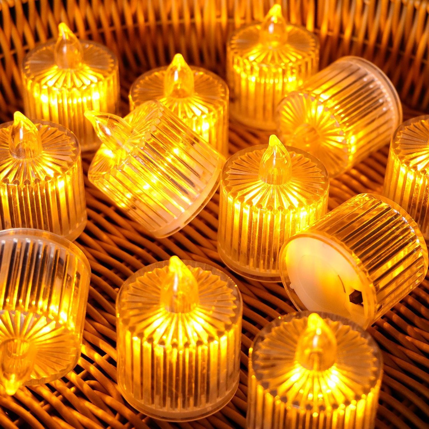 Transparent Small LED Electric Candles Warm White Battery Flameless Tealight Candles for Wedding Table Festival Christmas