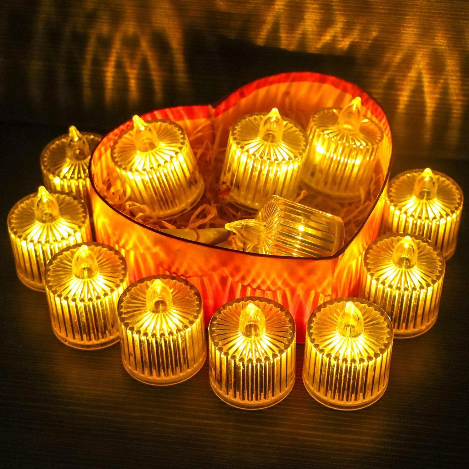 Transparent Small LED Electric Candles Warm White Battery Flameless Tealight Candles for Wedding Table Festival Christmas