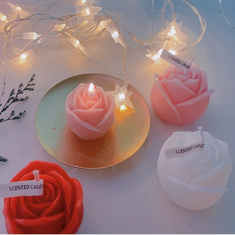 Romantic rose candle photo decoration send girls creative gift pink rose aromatherapy candle