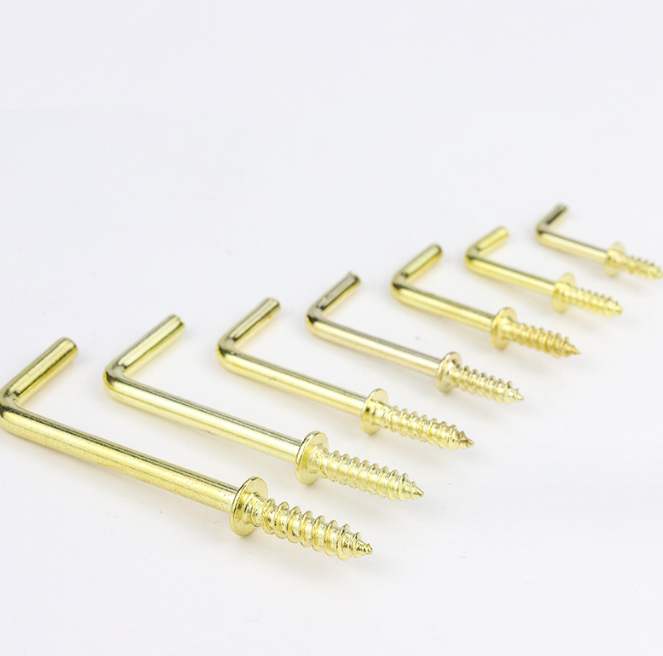 Customized Stainless Steel Brass Cup Square Hooks L-shaped metal I-shaped screw hook