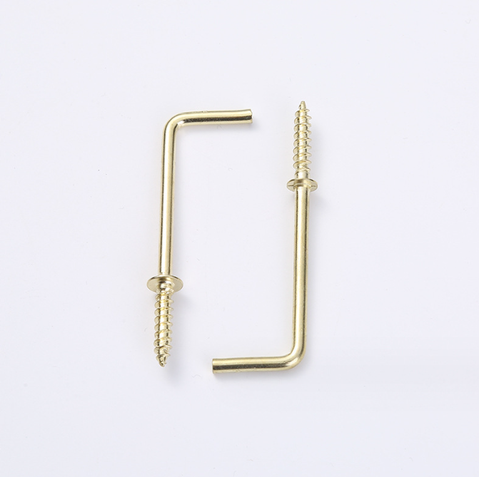 Customized Stainless Steel Brass Cup Square Hooks L-shaped metal I-shaped screw hook