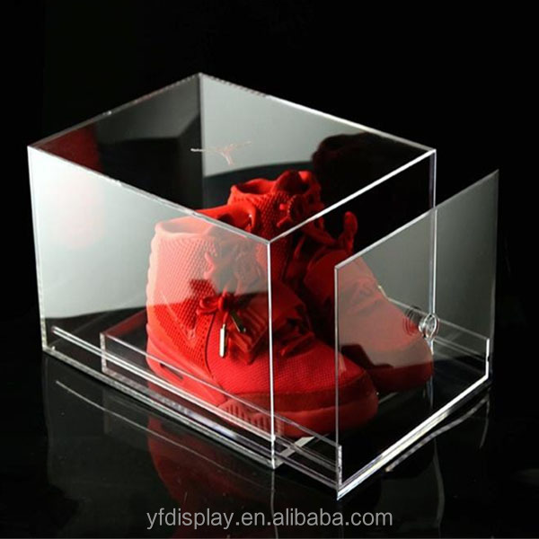 Hot sell Fashionable Showcase Clear Acrylic Shoe Box, China Custom Cheap Clear Sport Acrylic Shoe Display Case