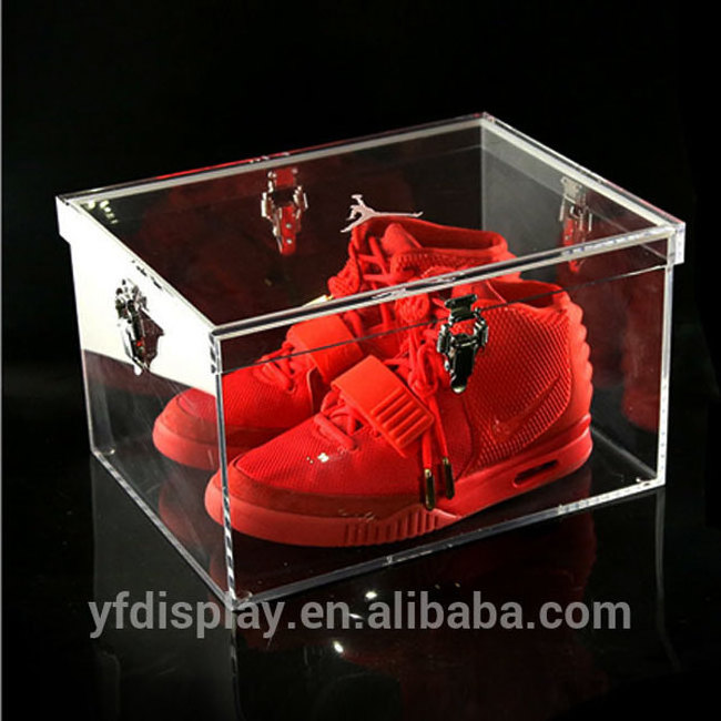 Hot sell Fashionable Showcase Clear Acrylic Shoe Box, China Custom Cheap Clear Sport Acrylic Shoe Display Case