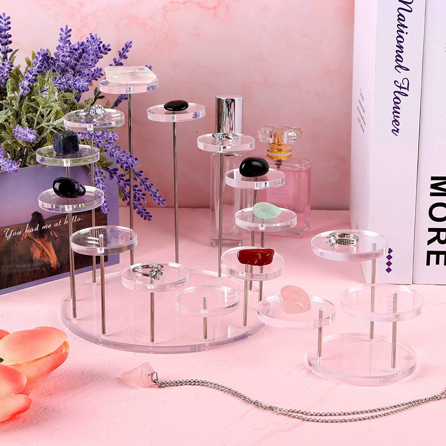 Acrylic Jewelry Stand Jewelry Towers Display Stand Risers Round Ring Display Holder