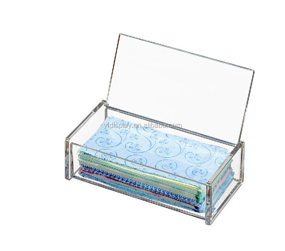 Customized  Rectangle Acrylic Storage Tissue Box / clear tissue box holder cover