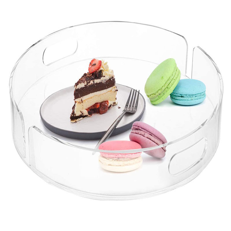 Wholesale Large Round Serving Tray Acrylic Serving Tray with Handles