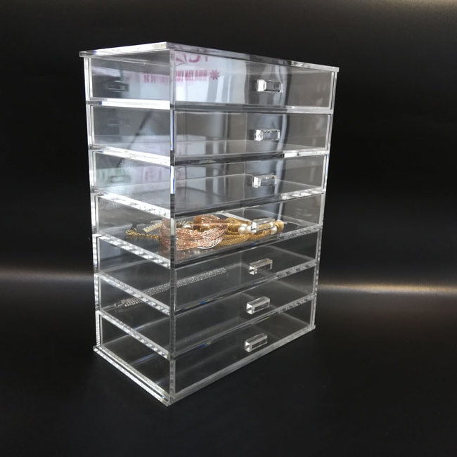 Wholesale Acrylic plexiglass Cosmetics Makeup and Jewelry Big Storage Case Organizer