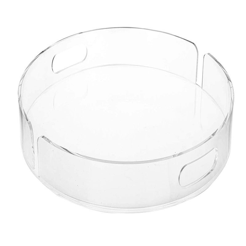 Wholesale Large Round Serving Tray Acrylic Serving Tray with Handles