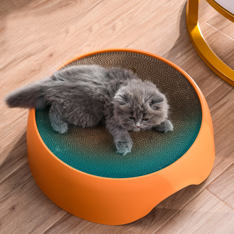 Round Cat Scratcher Pad Grinding Claws Cardboard Corrugated Paper Cats Scratching Board Kitten Scrapers Pet Furniture Supplies