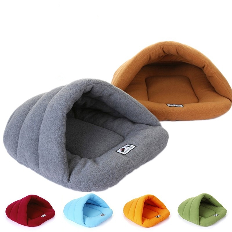 Soft Polar Fleece pet Dog Beds Winter Warm Pets Heated Mat Small Dog Kennel House for Puppy Cats Sleeping Bag Nest Cave Beds