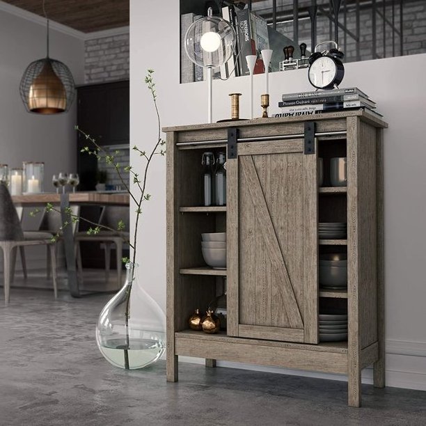 Free Standing Display Sideboard Bathroom Barn Door Cabinet