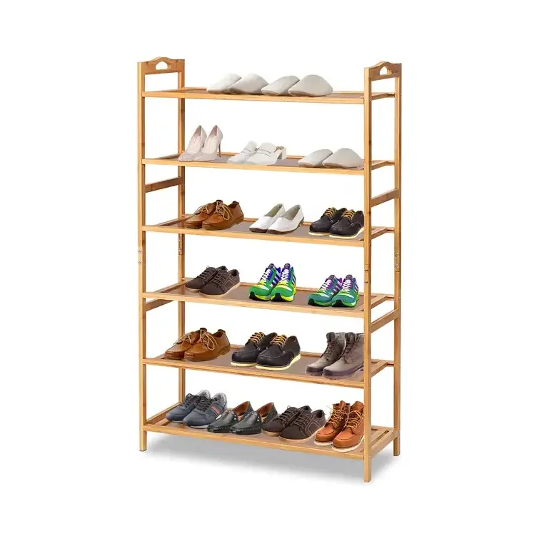 Simple Corner Home Hallway Furniture Wooden Storage Shoe Cabinet Bamboo Shoes Rack