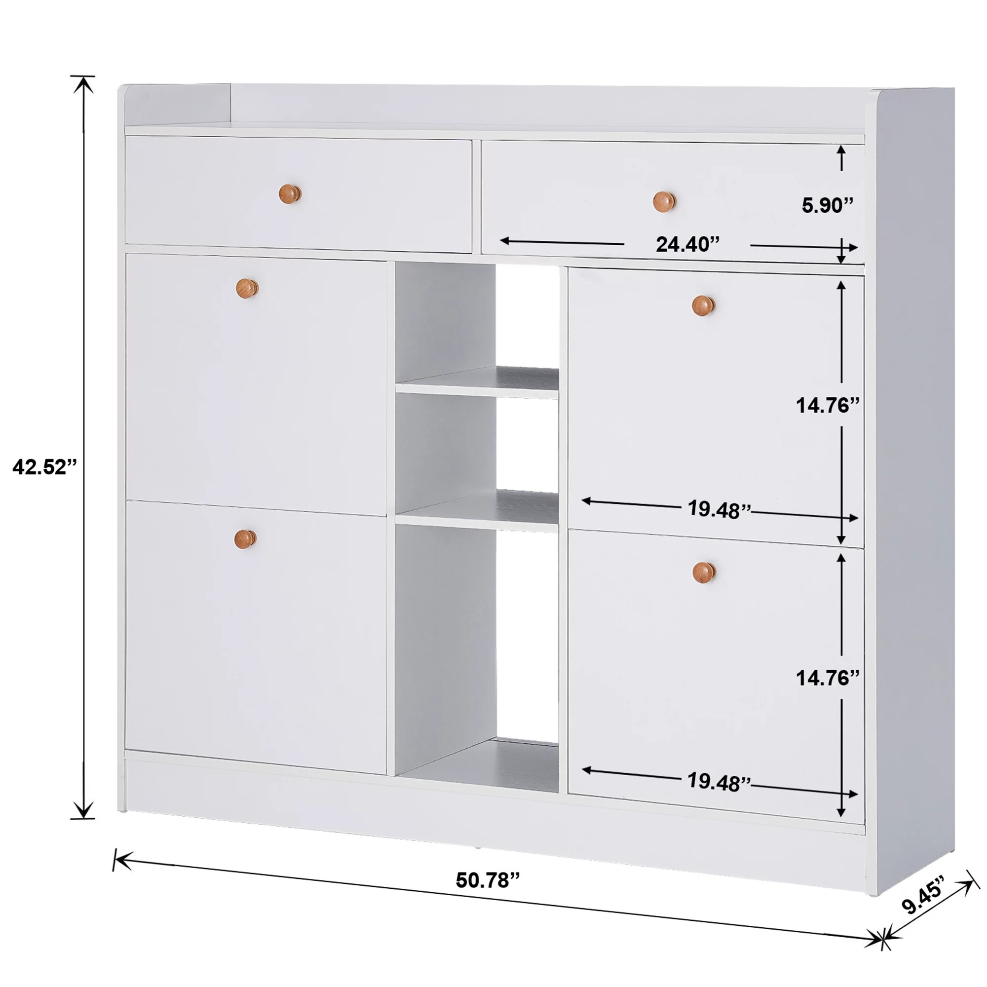 Modern Large Capacity Entryway Furniture White Wood 19 Pairs Shoe Cabinet