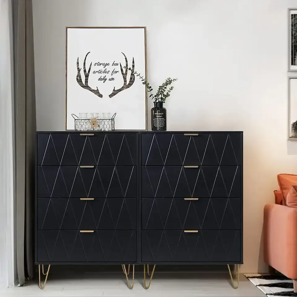 YuanFu Living Room Furniture Entryway Texture Lines Luxury Chest Of Cabinet Modern Hallway Cabinet With Storage