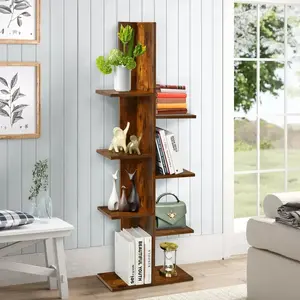 7 Tier Tall Tree Bookshelf Display Storage Corner Shelf Book Rack Organizer Bookcase