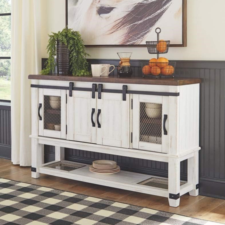 Hallway Furniture Barn Storage Sideboard Cabinet Farmhouse Console Table with Mesh Door