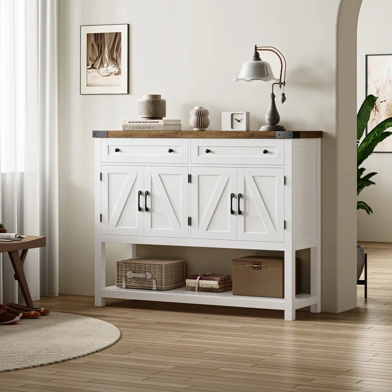 Entry Hallway Side Table Display Storage Cabinet Desk Sofa Table Barn Door Console Table