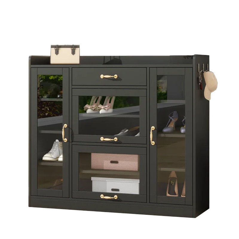 Shoe Cabinet Corner Display Storage Wooden Glass Window Shoe Cabinet