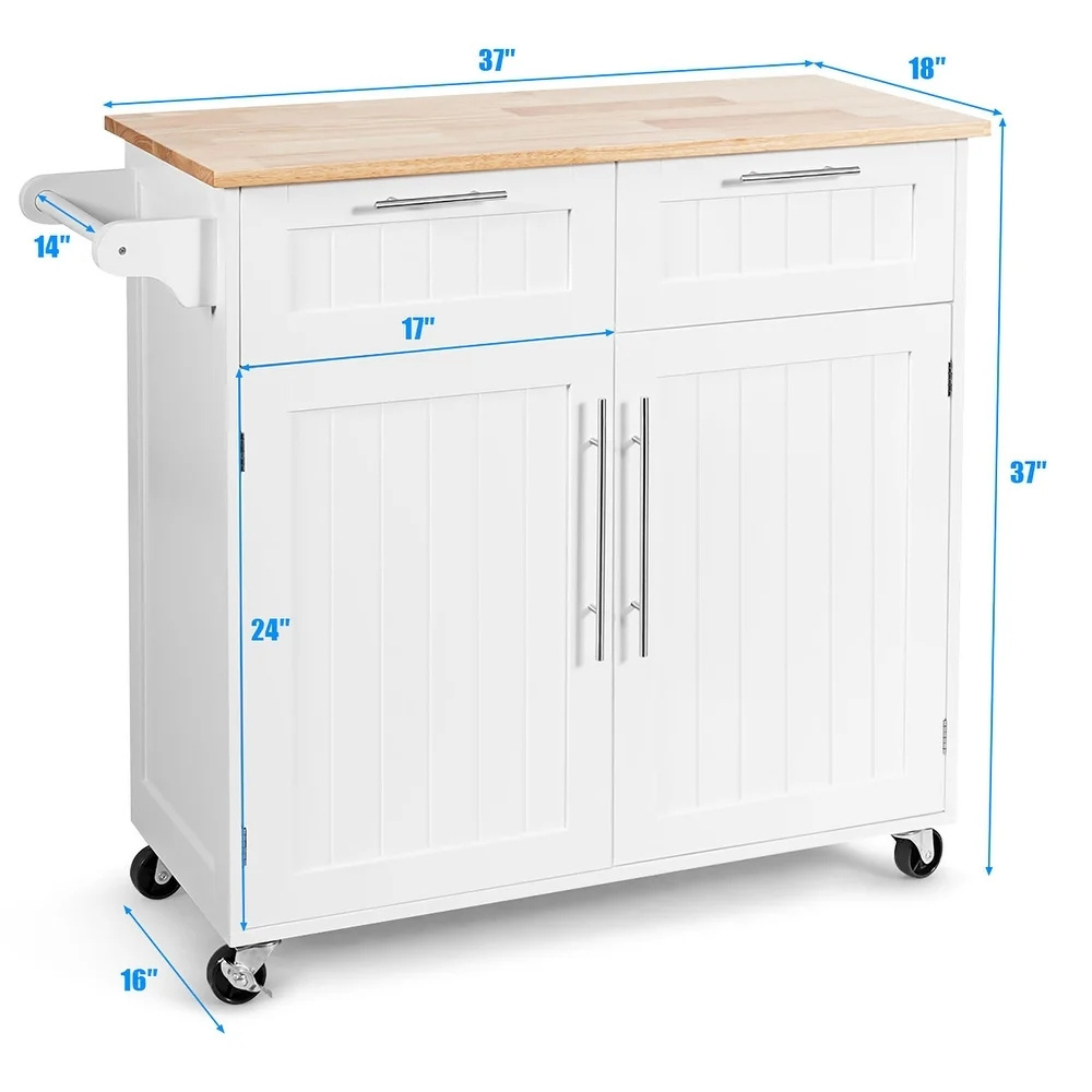 Rolling Kitchen Cart Island Heavy Duty Storage Sideboard Trolley Cabinet