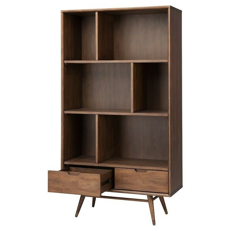 Modern Display Storage Cabinet Stand Holder Bookcases Wooden Book Shelf With Drawer