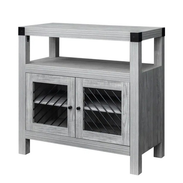 Living Room Sofa Side Table Storage Shelf Steel Door Accent Cabinet