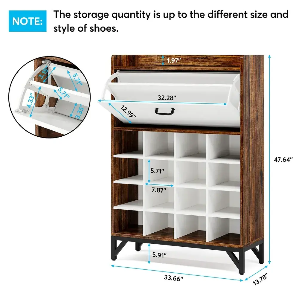 Entryway Wooden Narrow Freestanding Display Storage Organizer Shoe Cabinet