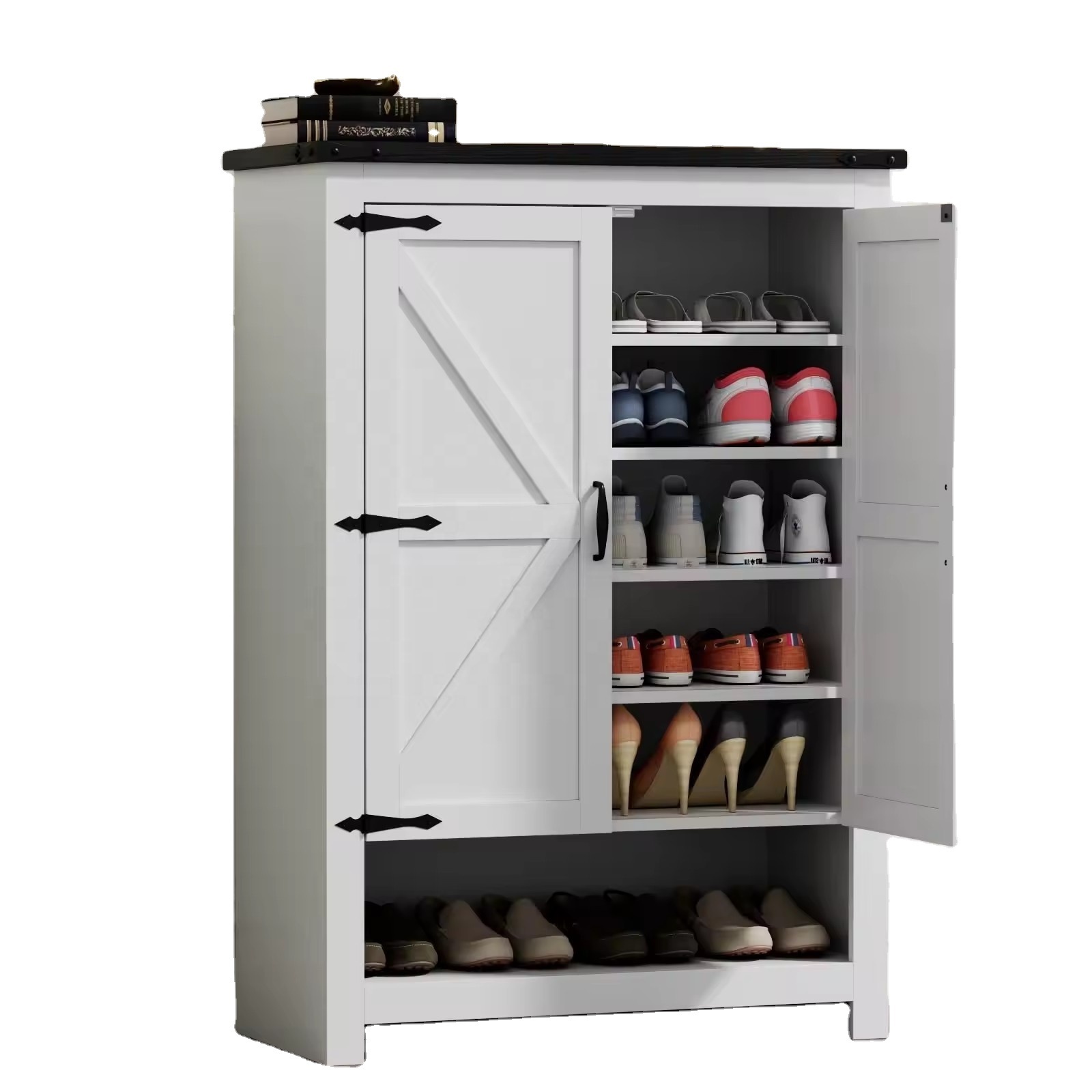 White Slim Thin Shoe Rack Adjustable Shelves Hidden Narrow Shoe Cabinets 7-Tier 28 Pair Shoe Storage Cabinet