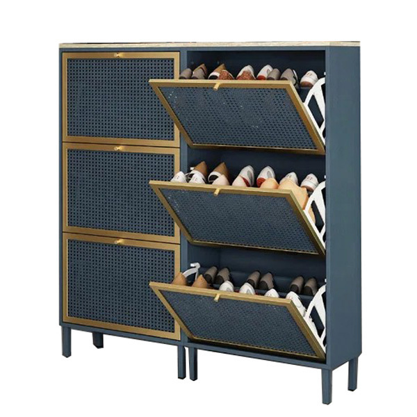 Entryway Shoe Storage Rack Metal Door Shoe Cabinet Organizer with Mesh Door