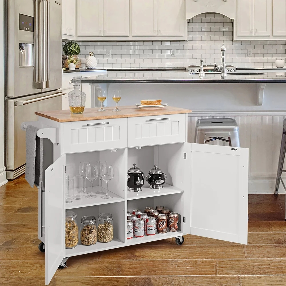 Rolling Kitchen Cart Island Heavy Duty Storage Sideboard Trolley Cabinet