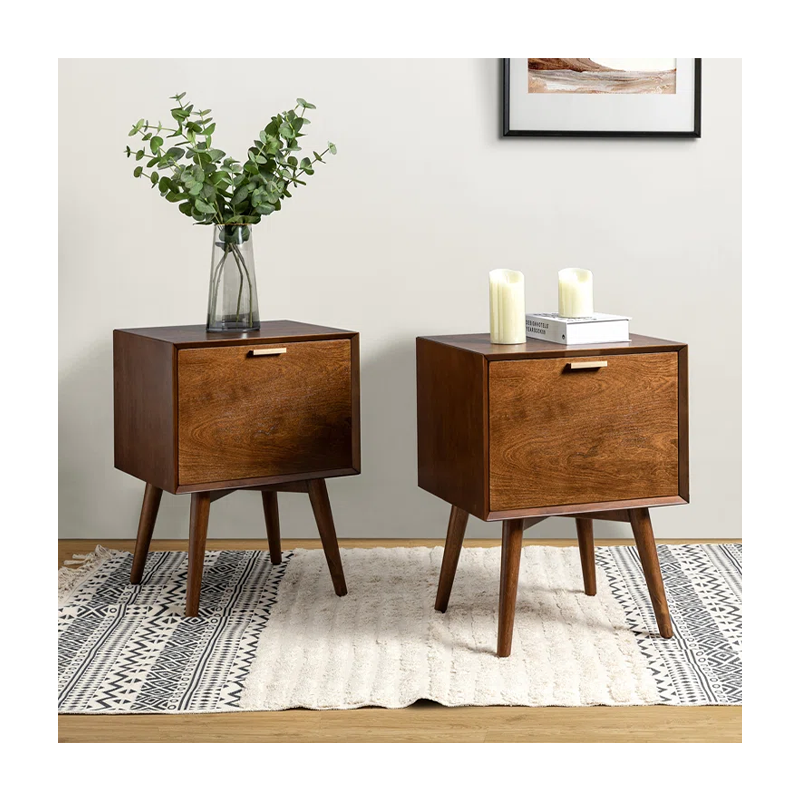 Modern Design Nightstand WIth Drawer Nightstand with Built-In Outlets and Hidden Drawer