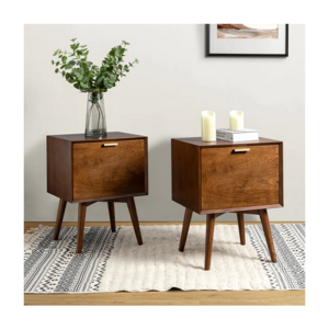 Modern Design Nightstand WIth Drawer Nightstand with Built-In Outlets and Hidden Drawer