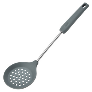 Heat Resistant Kitchen Silicone Slotted Spoon Non Stick Cooking Utensils Skimmer with Stainless steel handle Utensils