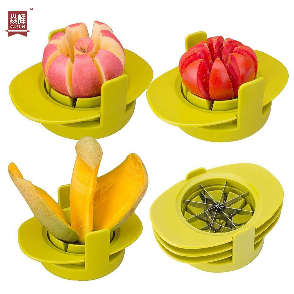 Amazon Hot Sale Stainless steel plastic apple mango tomato cutter Home gadgets apple slicer cutter