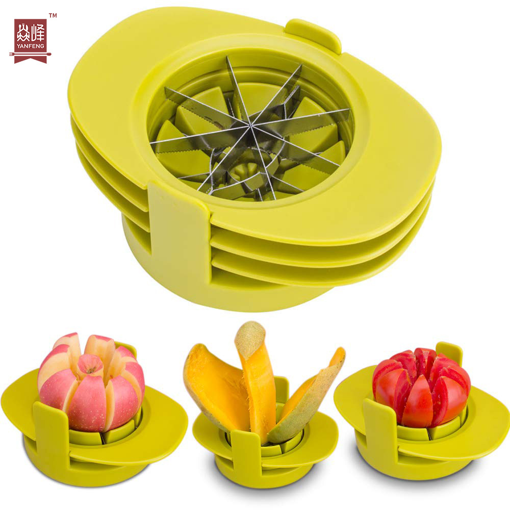 Amazon Hot Sale Stainless steel plastic apple mango tomato cutter Home gadgets apple slicer cutter