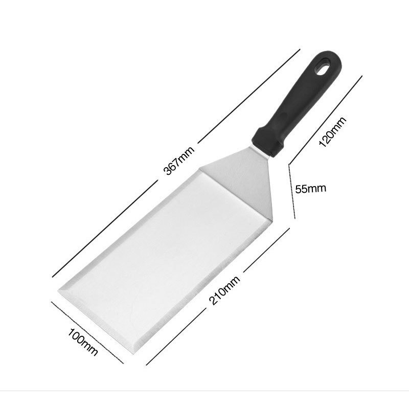 Hot Sale Stainless Steel Large Frying Spatula Grill Accessories Camping Pancake Flipper Griddle Spatula Hamburger Turner Scraper