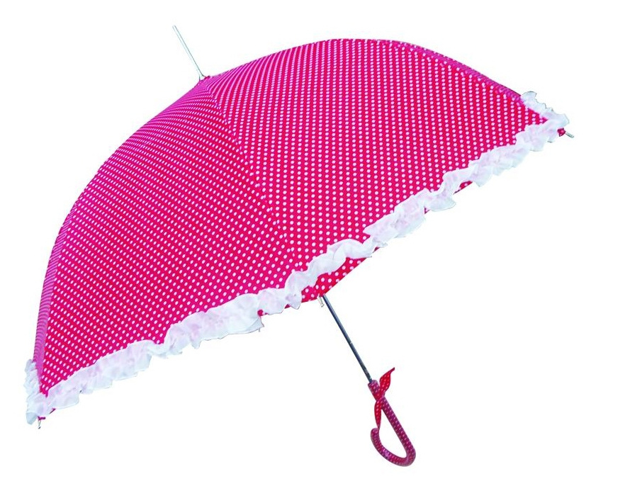 fashion ruffle and white dots women straight umbrella