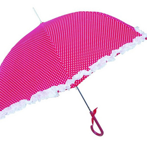 fashion ruffle and white dots women straight umbrella